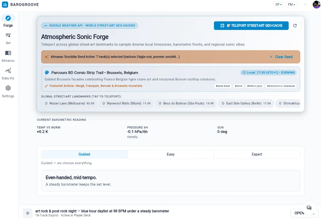 Barogroove β’ Sonic Forge (bg.netdev.be) β Atmospheric Sonic Forge & Street-Art Geo-Caches