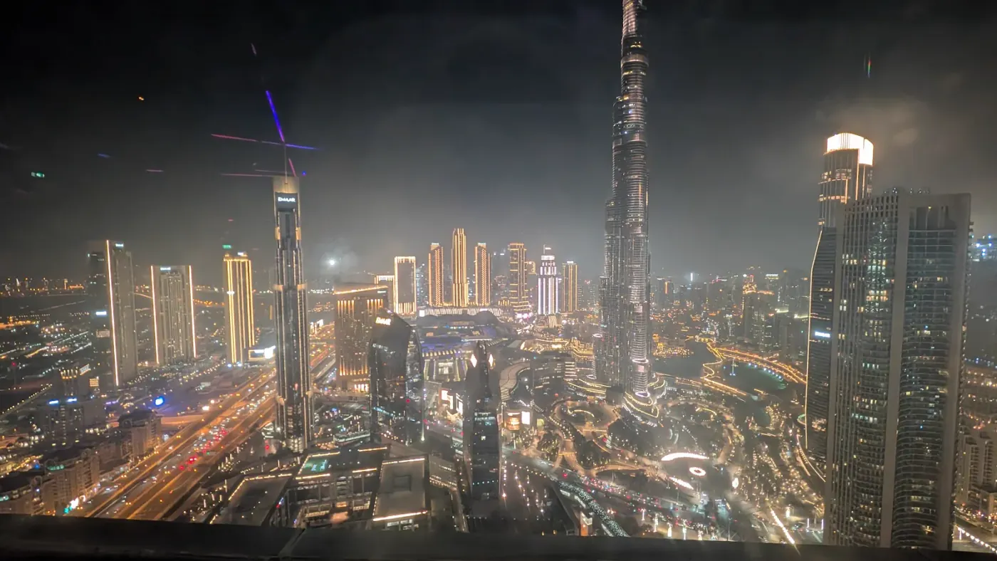 Burj Khalifa and Downtown Dubai glittering at night