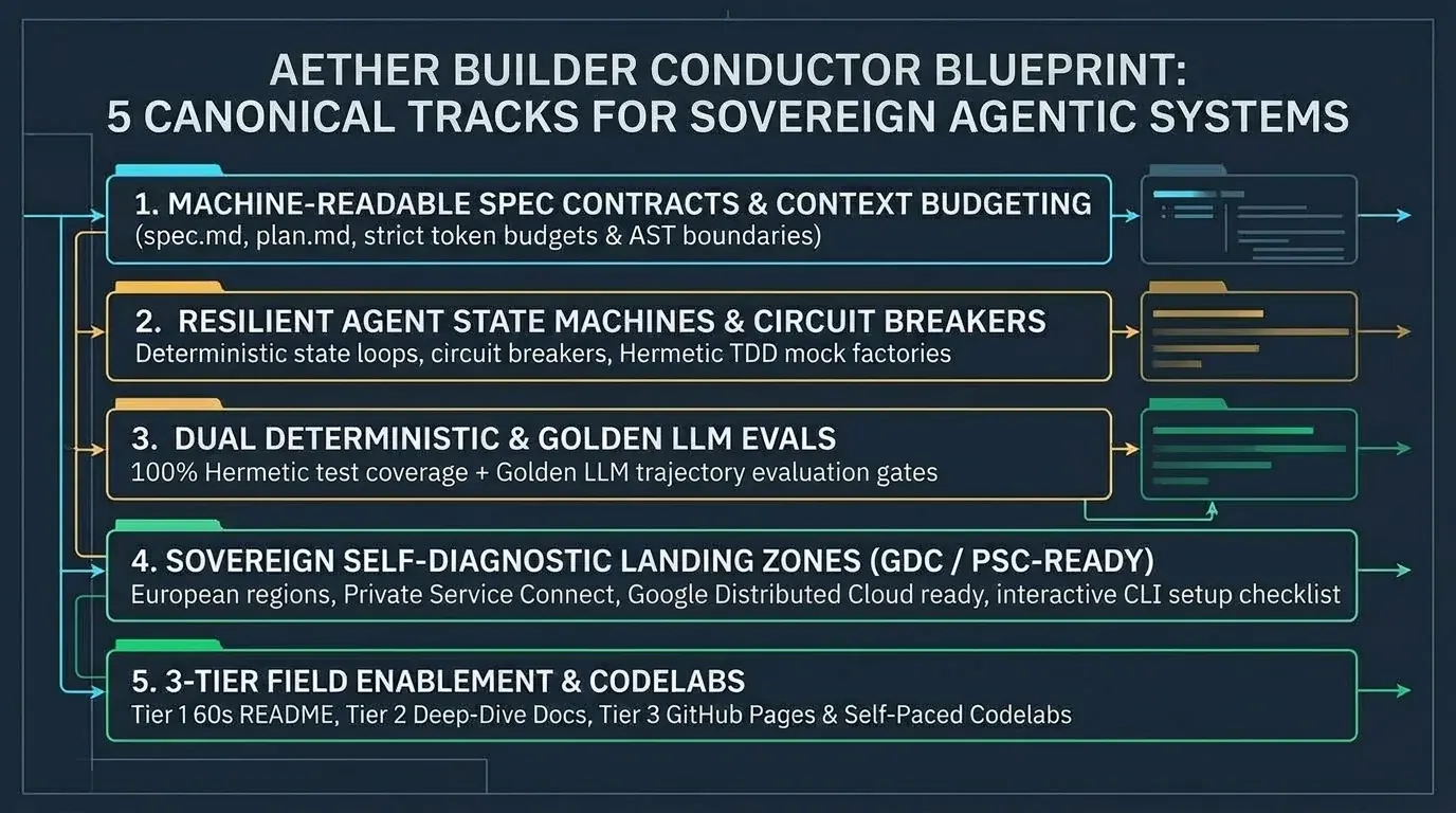Aether Builder Conductor Blueprint — 5 Canonical Tracks for Sovereign Agentic Systems